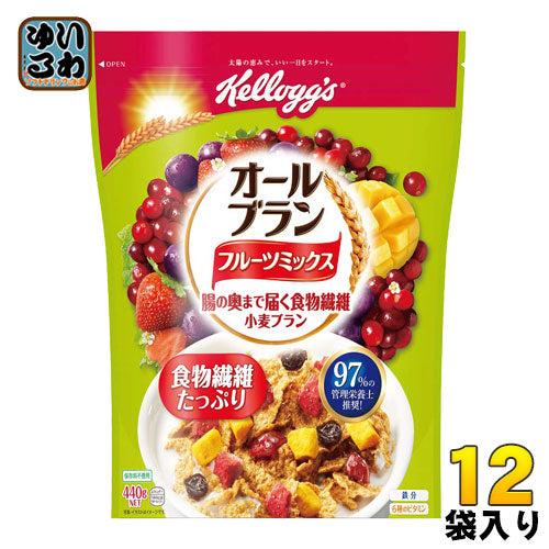 ケロッグ オールブラン ブランフレーク フルーツミックス 徳用袋 440g 12袋入 〔ブラン 食物繊維 果実 フルーツ お得サイズ 鉄分〕