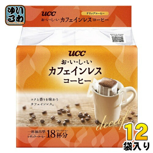 UCC おいしいカフェインレスコーヒー ドリップコーヒー 18P 12袋 (6袋入×2 まとめ買い)