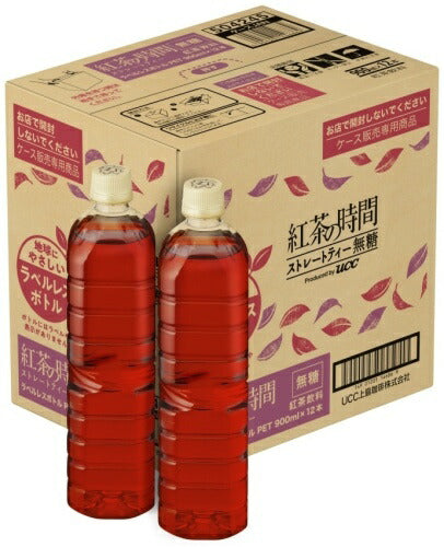UCC 紅茶の時間 ストレートティー 無糖 ラベルレスボトル 900ml ペットボトル 24本 (12本入×2 まとめ買い) 無糖紅茶 こうちゃ むとう
