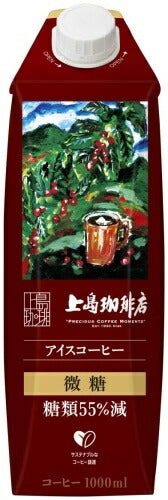 UCC 上島珈琲店 アイスコーヒー 微糖 糖類55%減 1L 紙パック 24本 (12本入×2 まとめ買い)