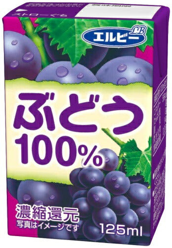 エルビー ぶどう100% 125ml 紙パック 30本入 果汁飲料 グレープジュース ぶどうジュース 果汁100％ 濃縮還元