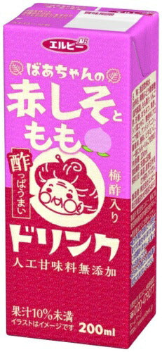 エルビー ばあちゃんの赤しそとももドリンク 200ml 紙パック 24本入
