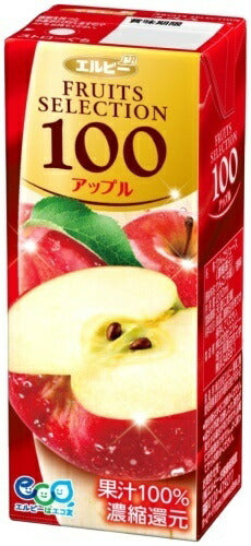エルビー フルーツセレクション アップル100 200ml 紙パック 96本 (24本入×4 まとめ買い) りんごジュース リンゴ