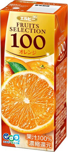 エルビー フルーツセレクション オレンジ100 200ml 紙パック 24本入 オレンジジュース オレンジ果汁100%