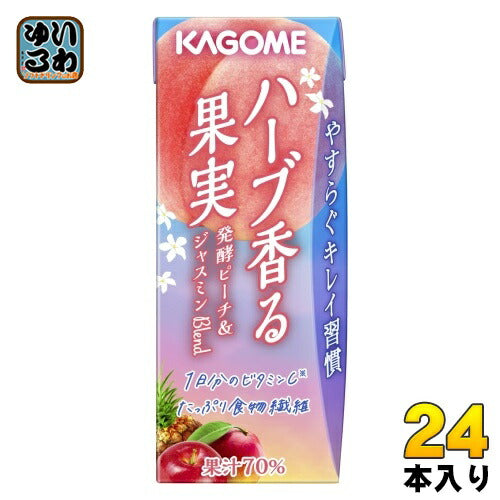 カゴメ ハーブ香る果実 発酵ピーチ&ジャスミンBlend 195ml 紙パック 24本入