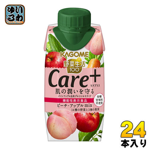 カゴメ 野菜生活100 Care+ ピーチ・アップルmix 195ml 紙パック 24本 (12本入×2 まとめ買い) 〔野菜ジュース〕