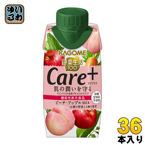 カゴメ 野菜生活100 Care+ ピーチ・アップルmix 195ml 紙パック 36本 (12本入×3 まとめ買い) 〔野菜ジュース〕