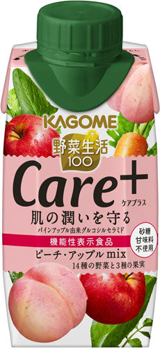 カゴメ 野菜生活100 Care+ ピーチ・アップルmix 195ml 紙パック 24本 (12本入×2 まとめ買い) 〔野菜ジュース〕