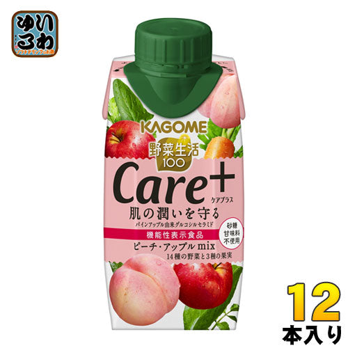 カゴメ 野菜生活100 Care+ ピーチ・アップルmix 195ml 紙パック 12本入 〔野菜ジュース〕