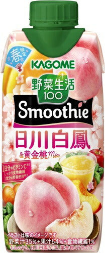 カゴメ 野菜生活100 スムージー 日川白鳳&黄金桃Mix 330ml 紙パック 36本 (12本入×3 まとめ買い) 野菜ジュース Smoothie 春限定