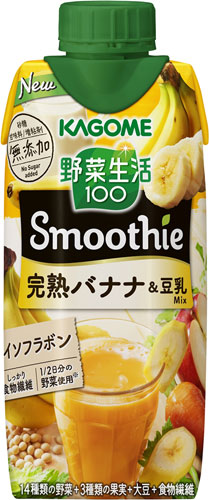 カゴメ 野菜生活100 スムージー 完熟バナナ&豆乳Mix 330ml 紙パック 36本 (12本入×3 まとめ買い) 野菜ジュース