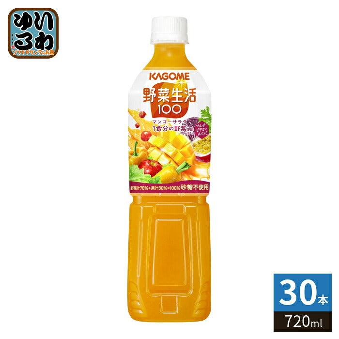 カゴメ 野菜生活100 マンゴーサラダ 720ml ペットボトル 30本 (15本入×2 まとめ買い) 野菜果実ミックスジュース 砂糖不使用 マルチビタミン