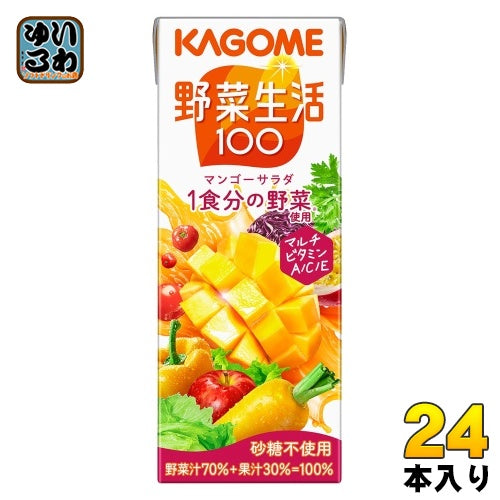 カゴメ 野菜生活100 マンゴーサラダ 200ml 紙パック 24本入 野菜ジュース 1食分の野菜使用 砂糖不使用
