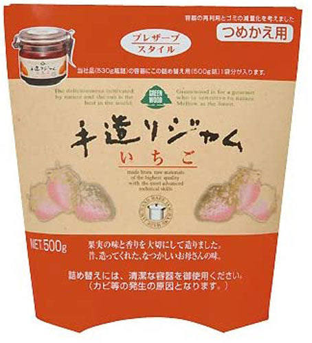 GREEN WOOD 手造りジャム いちご つめかえ用 500g 袋 6個入