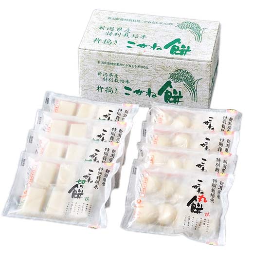 うさぎもち 特別栽培 杵搗きこがね餅 切餅（6個入×4袋）・丸餅（9個入×4袋） T-C 2400g ギフトセット  〔うさぎもち モチ 餅 特別栽培米 こがねもち　丸餅 切餅 ギフト〕