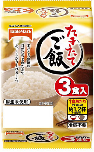 テーブルマーク たきたてご飯 コンパクト(国産米使用) 180g×3食入 12袋入 〔電子レンジ パック ご飯 ごはん インスタント 保存食〕