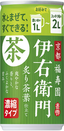 サントリー 緑茶伊右衛門 炙り茶葉仕立て 濃縮タイプ 185g 缶 30本入 希釈用 茶飲料