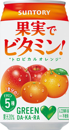 サントリー GREEN DA・KA・RA (グリーンダカラ) 果実でビタミン (VD限定) 350g 缶 24本入 〔dakara〕