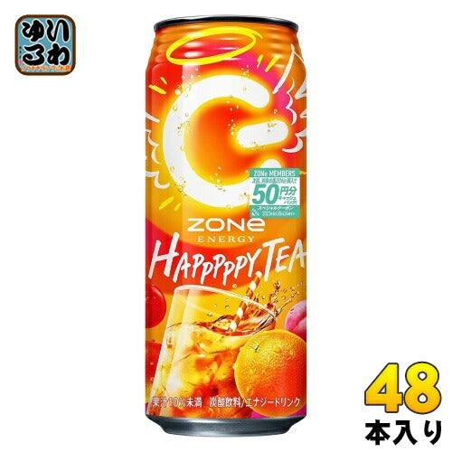 サントリー ZONe ENERGY HAPPPPPY TEA 500ml 缶 48本 (24本入×2 まとめ買い) 〔炭酸飲料 エナジードリンク〕