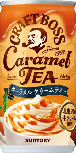 サントリー クラフトボス キャラメルクリームティー 185g 缶 90本 (30本入×3 まとめ買い) 紅茶飲料 ミルクティー