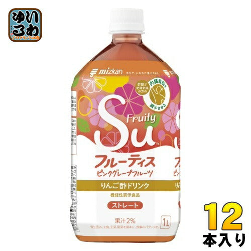 ミツカン フルーティス ピンクグレープフルーツ ストレート 1L ペットボトル 12本 (6本入×2 まとめ買い) 酢飲料