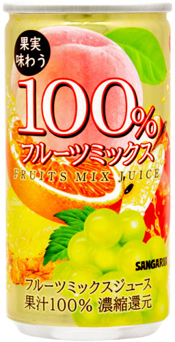 サンガリア 果実味わう 100％フルーツミックスジュース 190g 缶 60本 (30本入×2 まとめ買い) 〔果汁飲料〕