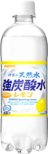 サンガリア 伊賀の天然水 強炭酸水 レモン 500ml ペットボトル 48本 (24本入×2 まとめ買い)