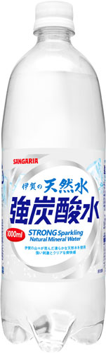 サンガリア 伊賀の天然水 強炭酸水 1L ペットボトル 12本入 炭酸水 無糖炭酸 水 〔炭酸水〕
