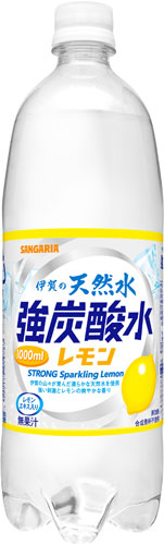 サンガリア 伊賀の天然水 強炭酸水 レモン 1L ペットボトル 24本 (12本入×2 まとめ買い) 〔炭酸水〕