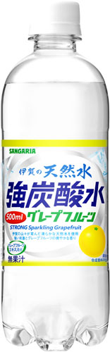 サンガリア 伊賀の天然水 強炭酸水 グレープフルーツ 500ml 24本入 〔炭酸水〕
