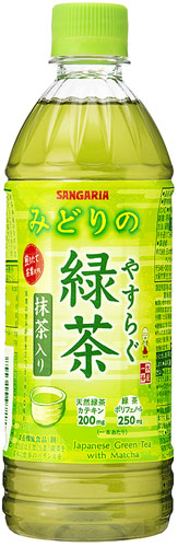 サンガリア やすらぐ緑茶 抹茶入り 500ml ペットボトル 48本 (24本入×2 まとめ買い)