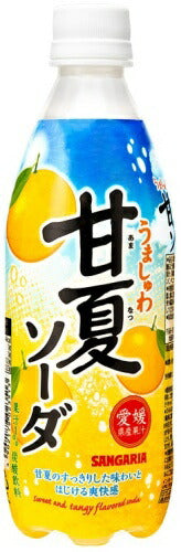 サンガリア うましゅわ 甘夏ソーダ 500ml ペットボトル 24本入 炭酸飲料 期間限定