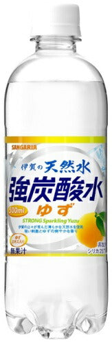 サンガリア 伊賀の天然水 強炭酸水 ゆず 500ml ペットボトル 24本入