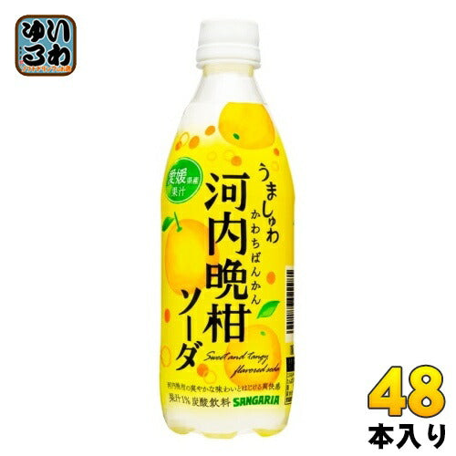 サンガリア うましゅわ 河内晩柑ソーダ 500ml ペットボトル 48本 (24本入×2 まとめ買い) 果汁 炭酸飲料