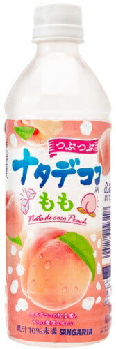 サンガリア つぶつぶナタデココ入り もも 500ml ペットボトル 48本 (24本入×2 まとめ買い) 果汁飲料 桃 ピーチ 粒入り