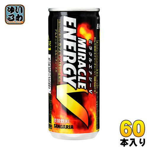 サンガリア ミラクルエナジーV 250g 缶 60本 (30本入×2 まとめ買い) 〔エナジードリンク 炭酸飲料〕