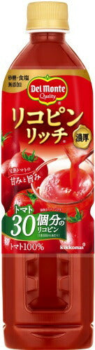 デルモンテ リコピンリッチ トマト飲料 800ml ペットボトル 30本 (15本入×2 まとめ買い) トマトジュース GABA リコピン トマト100%