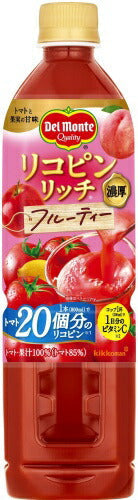 デルモンテ リコピンリッチ フルーティー 800ml ペットボトル 15本入 トマトジュース リコピン ビタミンC