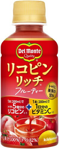 デルモンテ リコピンリッチ フルーティー 200ml ペットボトル 90本 (30本入×3 まとめ買い) トマトジュース リコピン ビタミンC