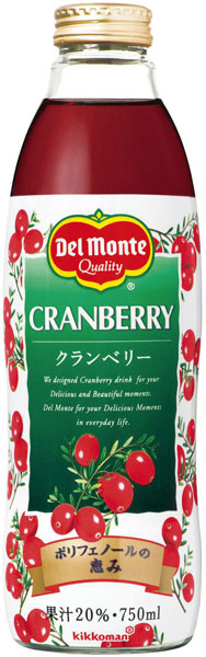 デルモンテ クランベリー 20％ 750ml 瓶 6本入 〔果汁飲料〕
