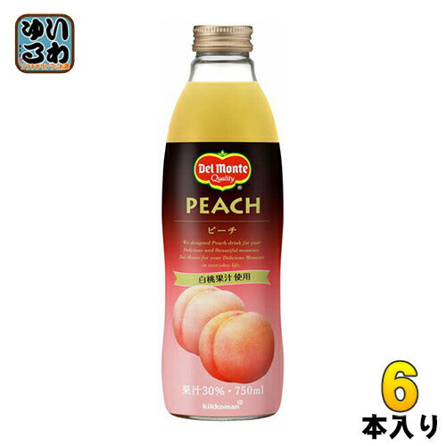デルモンテ ピーチ 30％ 750ml 瓶 6本入 〔果汁飲料〕