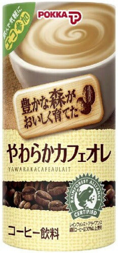 ポッカサッポロ 豊かな森がおいしく育てたやわらかカフェオレ 195g カート缶 60本 (30本入×2 まとめ買い) 〔コーヒー〕