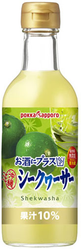 ポッカサッポロ お酒にプラス 沖縄シークヮーサー 300ml 瓶 24本 (12本入×2 まとめ買い) 〔果汁飲料〕