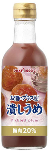 ポッカサッポロ お酒にプラス 潰しうめ 300ml 瓶 12本入 〔果汁飲料〕