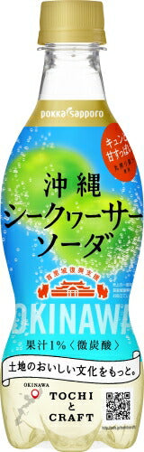 ポッカサッポロ 沖縄シークヮーサーソーダ 420ml ペットボトル 48本 (24本入×2 まとめ買い) 微炭酸 果汁炭酸 期間限定