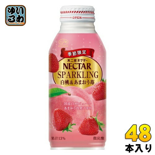 伊藤園 不二家 ネクター スパークリング 白桃＆あまおう苺 380ml ボトル缶 48本 (24本入×2 まとめ買い) 炭酸飲料 季節限定 桃 苺
