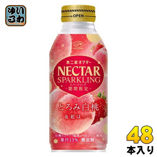 伊藤園 不二家ネクター スパークリング とろみ白桃&紅ほっぺ 380ml ボトル缶 48本 (24本入×2 まとめ買い) 炭酸飲料 果汁飲料 NECTAR 桃 期間限定