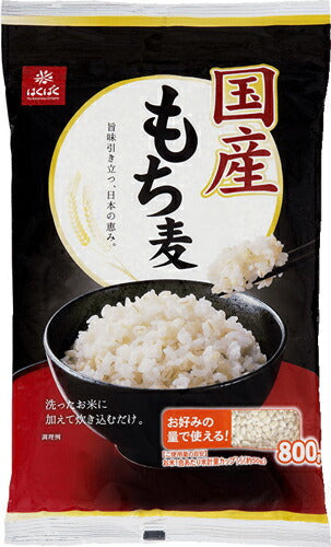 はくばく 国産もち麦 800g 12袋 (6袋入×2 まとめ買い) 〔もちむぎ 丸麦 食物繊維 大麦 お米に混ぜるだけ〕