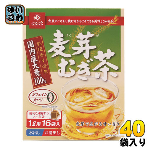 はくばく 麦芽むぎ茶 128g 16バッグ×40袋 (20袋入×2 まとめ買い)