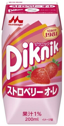 森永乳業 ピクニック ストロベリーオ・レ 200ml 紙パック 72本 (24本入×3 まとめ買い)